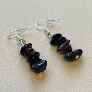 Handmade Garnet Crystal Chip Dangle Earrings